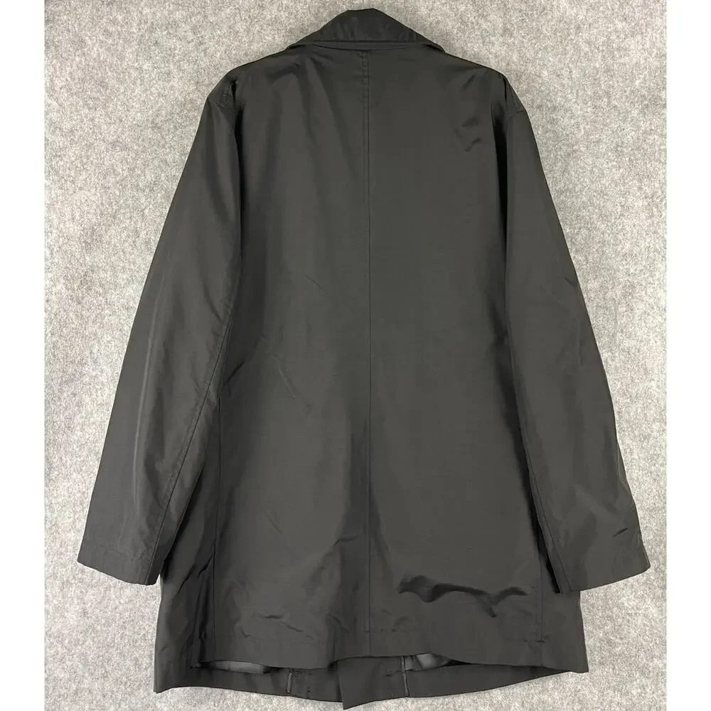 Vintage Banana Republic Factory Trench Coat Mens Large Black Water Resistant - Picture 14 of 16